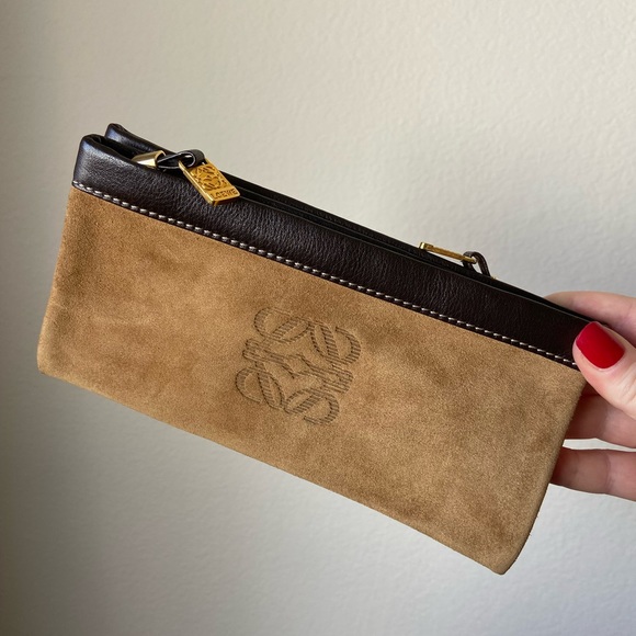 Loewe Handbags - Loewe suede leather clutch pouch bag